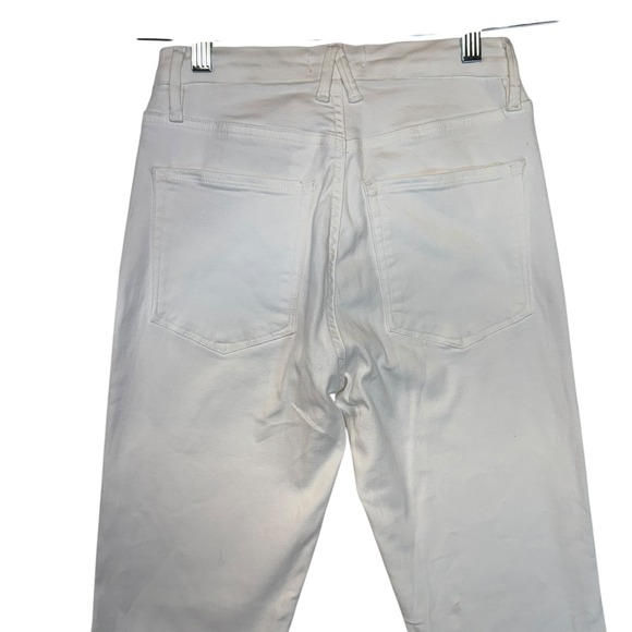 GOOD AMERICAN Good‎ Straight Jeans White Frayed Hem Cropped Straight Leg Sz 4 27